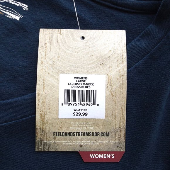 New Long Sleeve Tee from Field & Stream, V Neck, Blue, Size Large - Picture 3 of 10